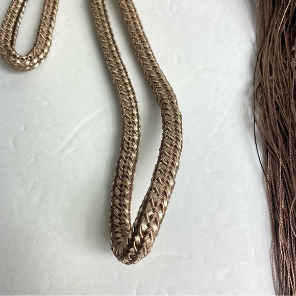 Gold Curtain Tie Backs Tassel Set (2 Tassels) Tan Faux Jewel New - Picture 4 of 5